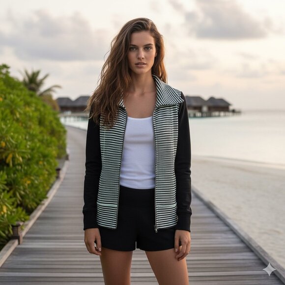 Lululemon Mint Green Black Daily Yoga Zip Jacket Black & Mint Stripe 4 - Picture 1 of 7